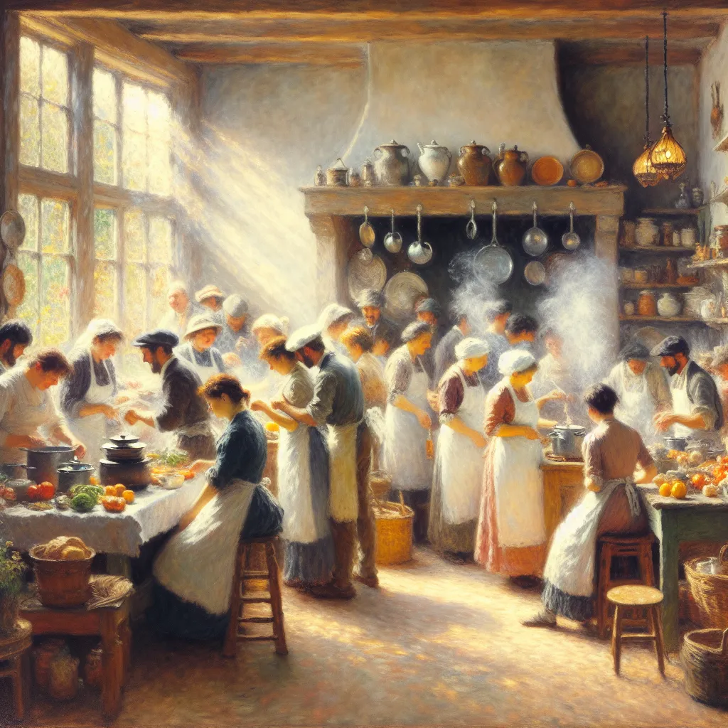 Kitchen, Cooking, Love, Romance, Memories in the style of Monet