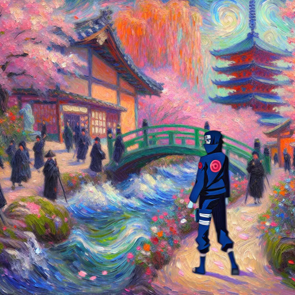 Transformation, Naruto, Kunoichi, Identity, Memories in the style of Monet
