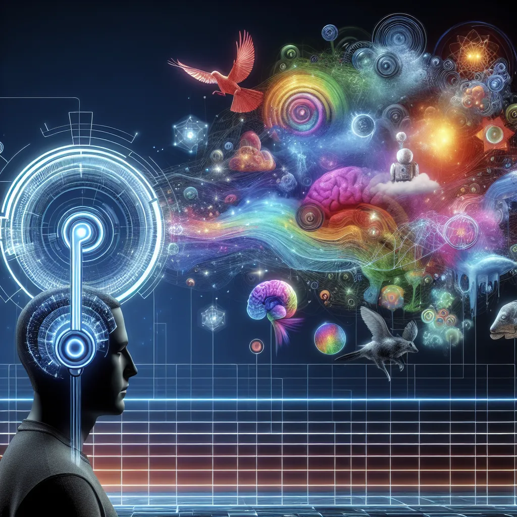 The image accompanying this story will show a futuristic machine called "DreamCraft." The machine is sleek and sophisticated, with advanced neuroimaging sensors that connect to the user's head. The image will depict a person using the device, with colorful visual representations of dreams appearing around them. These dream elements might include colorful creatures, surreal landscapes, and abstract symbols. The image will capture the sense of wonder and possibility that comes with the merging of 