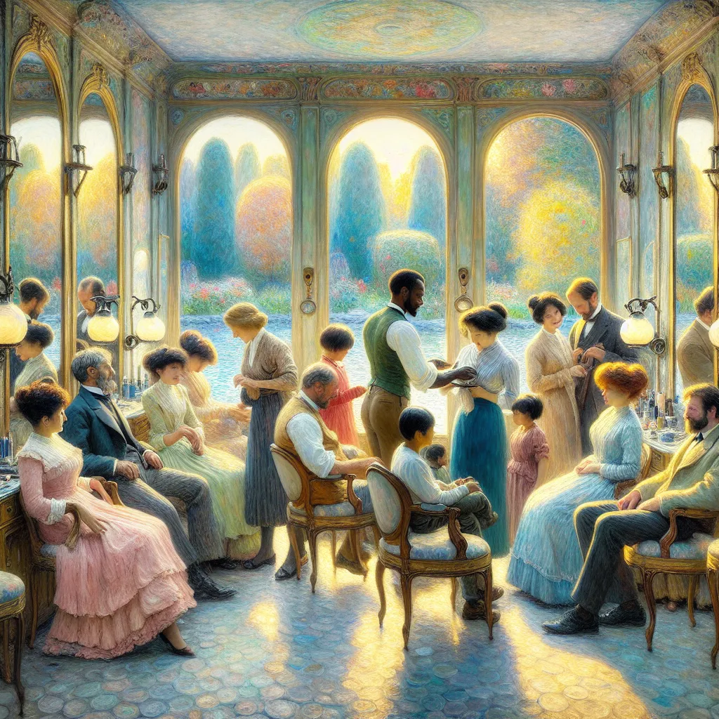 Family, Memories, Transformation, Salon, Resilience in the style of Monet