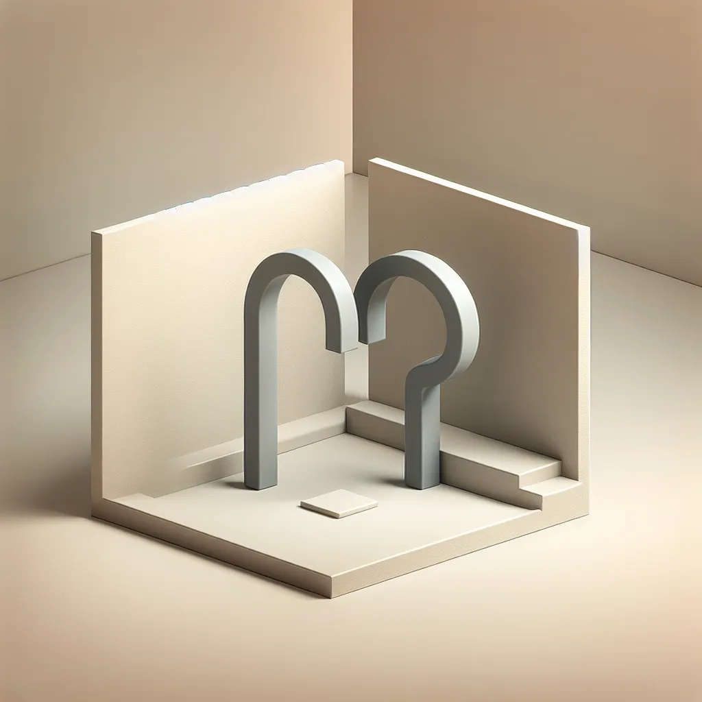 An abstract representation of a dilemma or error message with a neutral background and minimalist design.