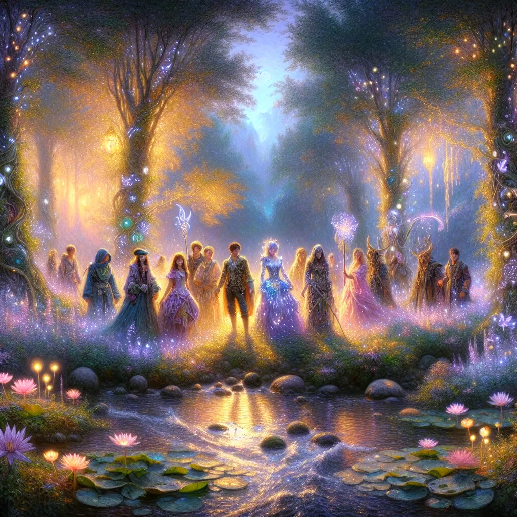 Transformation, Magic, Adventure, Friendship, Fantasy in the style of Monet