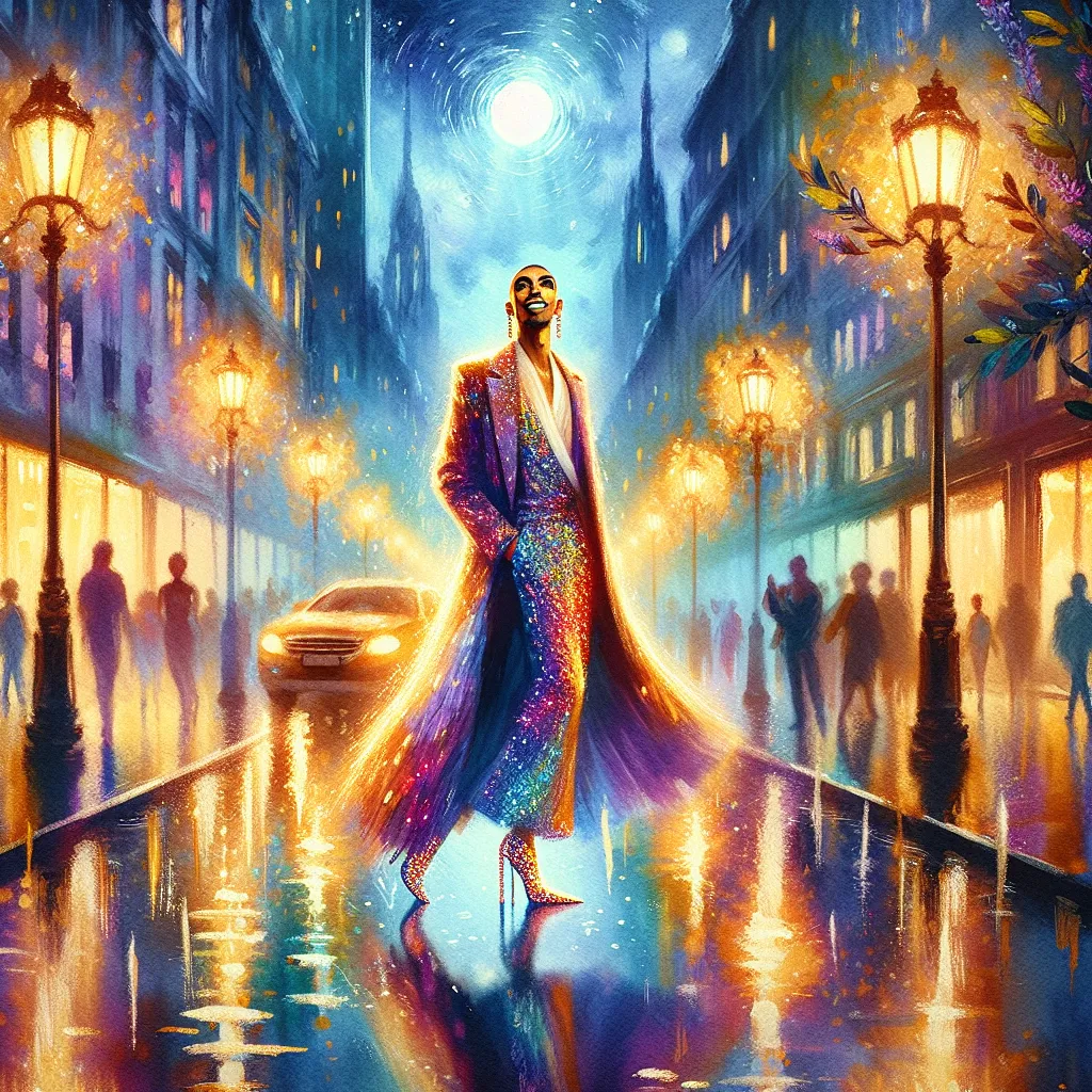 Story: Daniel's transformation into DeShondra, Stilettos, Transformation, Confidence, Night in the style of Monet