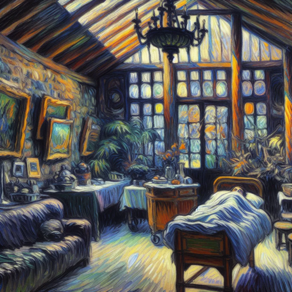 Cold, Steel, Clinical, Secret, Horror in the style of Monet