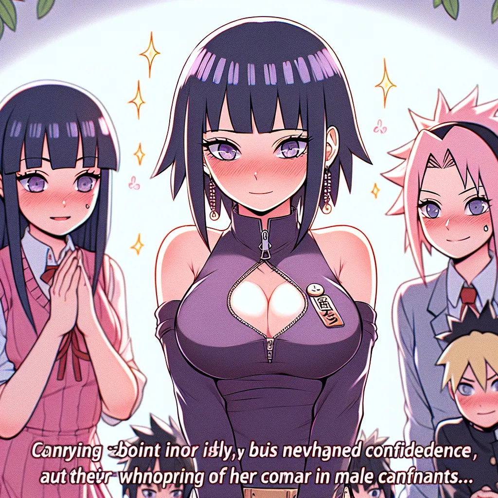 A newly transformed Hinata watches nervously as her friends, Sakura and Ino, tease and envy her femininity, while Tenten silently observes. She feels exposed and uncomfortable in her new body, unable to remember her previous self. Despite the external admiration, Hinata's true desires lie elsewhere, as she discovers an unexpected attraction towards her male classmates. Accepting her new identity, she carries the burden of a secret she can never reveal to her oblivious friends.