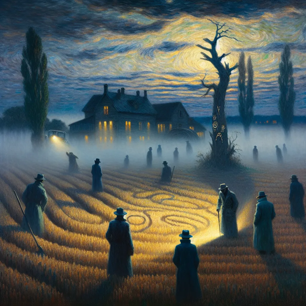 Dark, Mystery, Disappearance, Investigation, Curse in the style of Monet