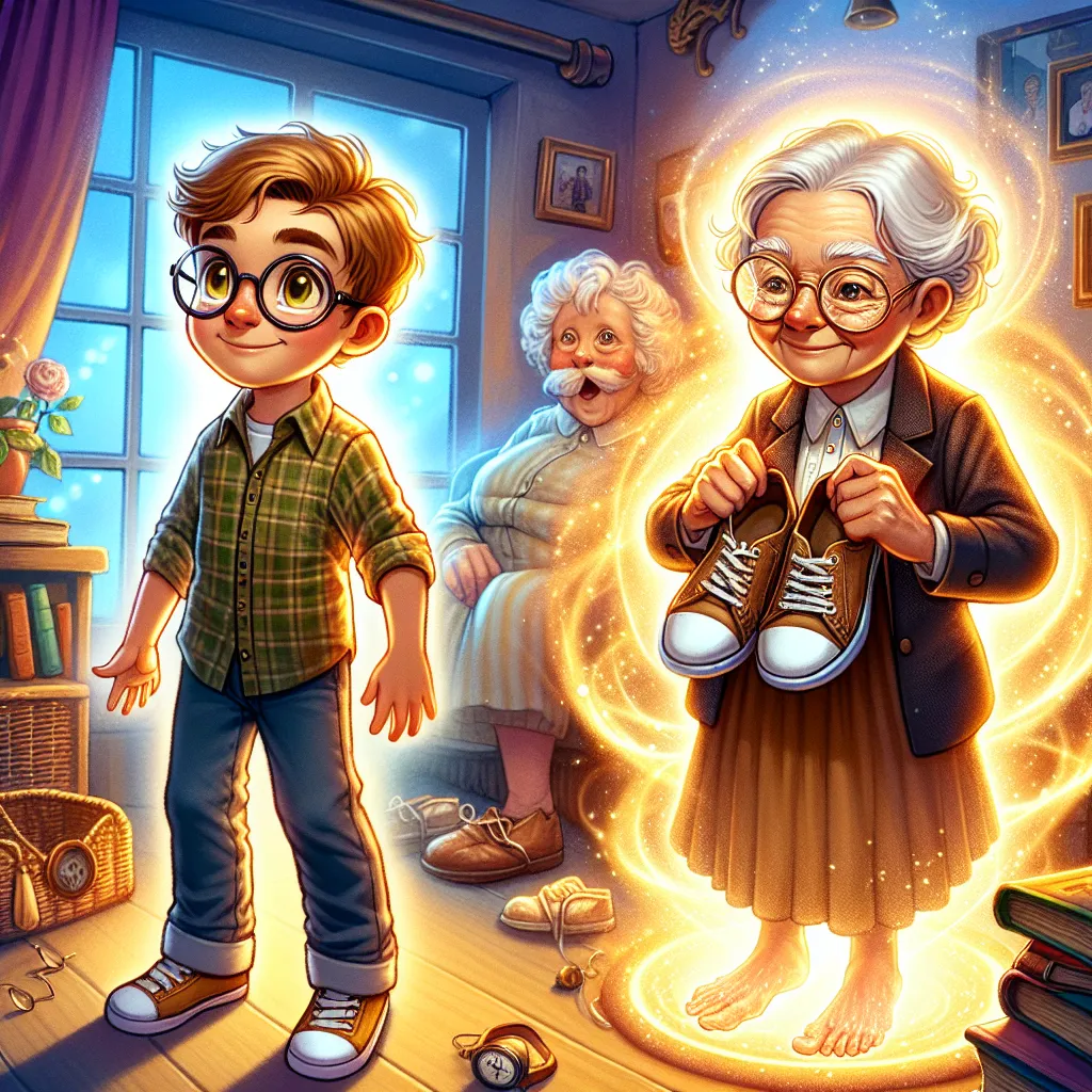 A magical transformation unfolds as ten-year-old Oliver unwittingly becomes his grandmother, Rosalind, and then reverts back by changing shoes, all in a matter of minutes. Curiously, the experience leads Oliver to a deeper understanding of his grandma and the power of stories hidden in everyday objects.