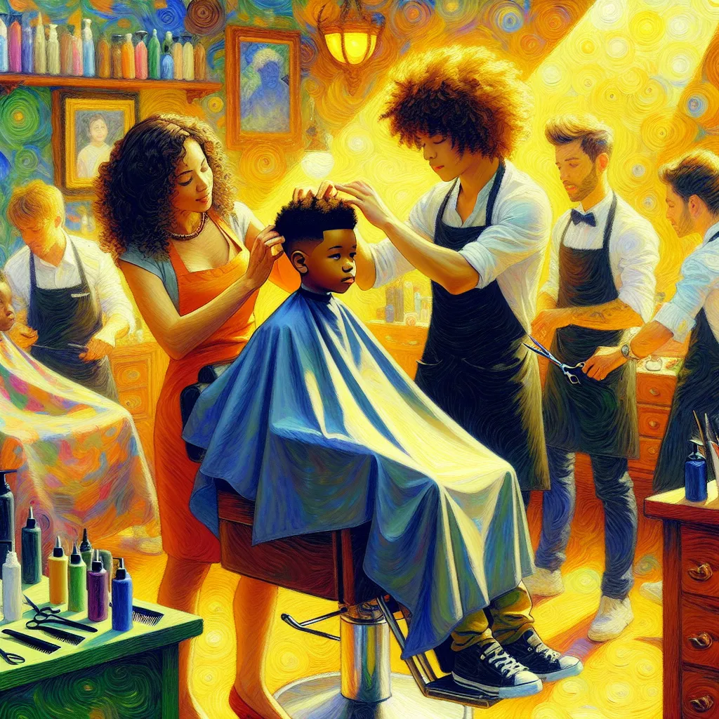 Boy, Haircut, Stylists, Transformation, Salon in the style of Monet