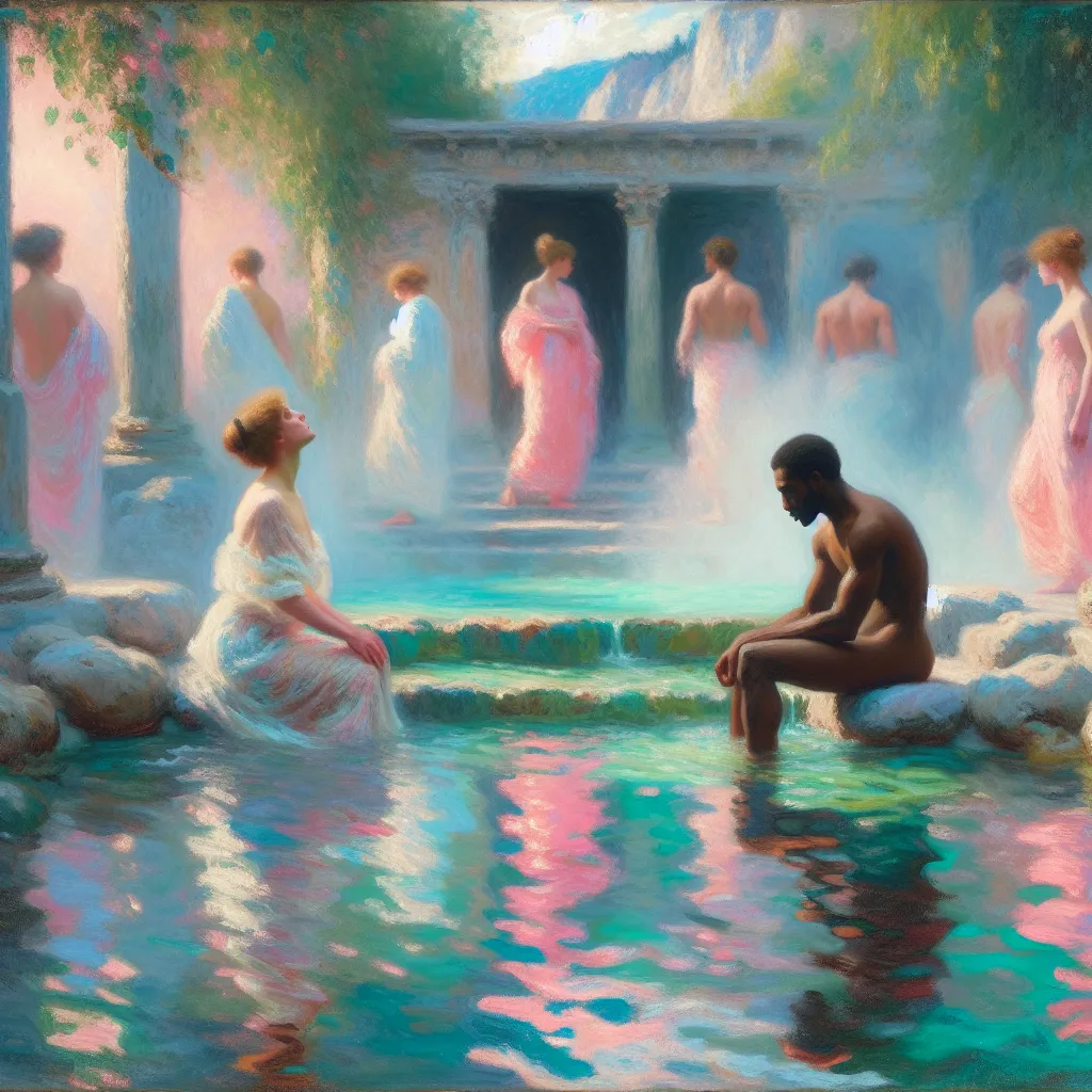 Transformation, Hot Springs, Gender, Identity, Acceptance in the style of Monet