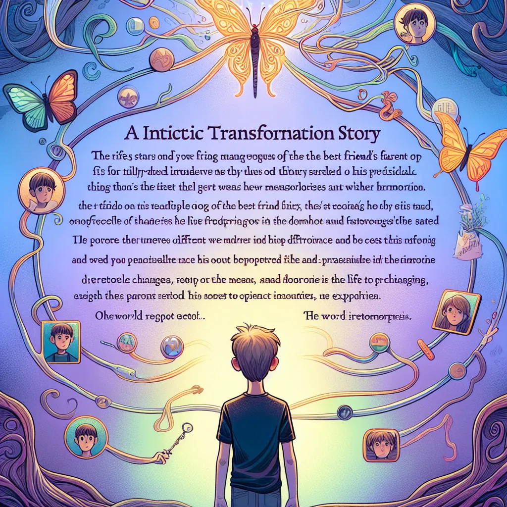 An intricate transformation story where a young boy named Ethan magically becomes his best friend's mother, Marissa, engulfed in detailed physical metamorphosis and emotional changes as he navigates Marissa's life and memories, only to find himself completely transformed when the world resets.