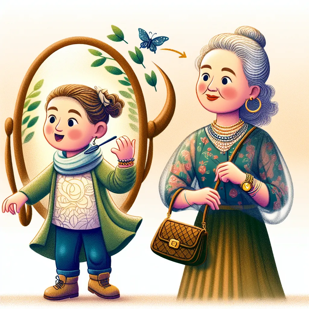 A young child named Mason undergoes a magical transformation, turning into the exact likeness of a middle-aged woman named Yolanda. As Yolanda, adorned with jewelry and a purse, goes about her routine and interacts with her family, she embraces her new identity, leaving behind memories of her past self as Mason.