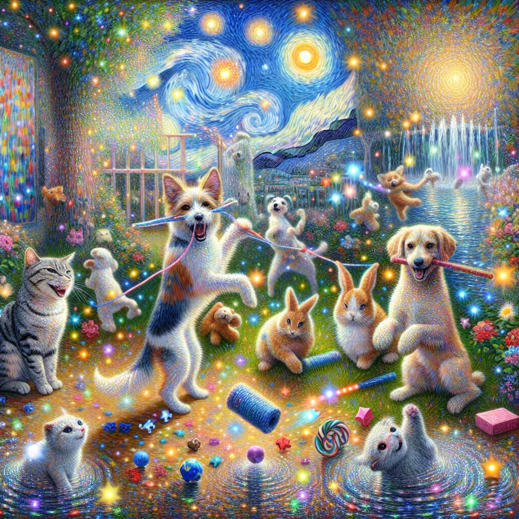 Pets, Hypnotize, Sparkly, Prank, Fun in the style of Monet