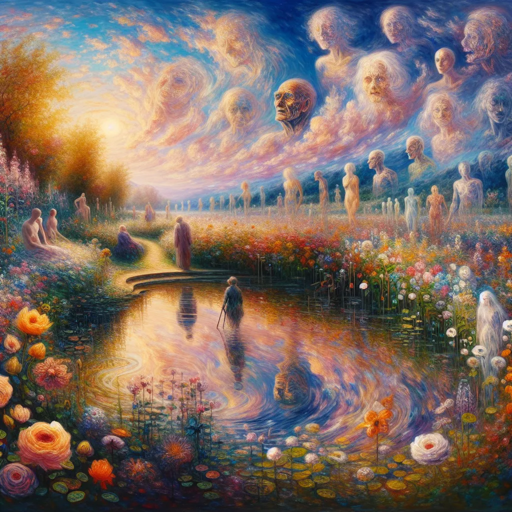1. Transformation  
2. Aging  
3. Memories  
4. Identity  
5. Surreal in the style of Monet