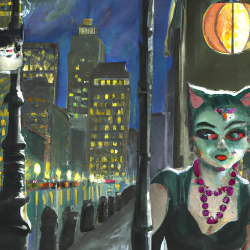 Billy, Catwoman, Gotham City, Jewelry stores, Transformation in the style of Monet