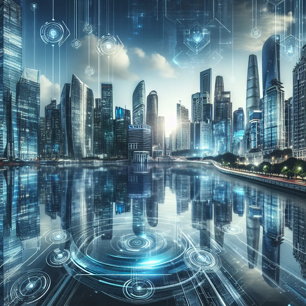A futuristic cityscape with advanced technology and tall skyscrapers, reflecting a theme of progress and innovation in a dynamic urban setting.