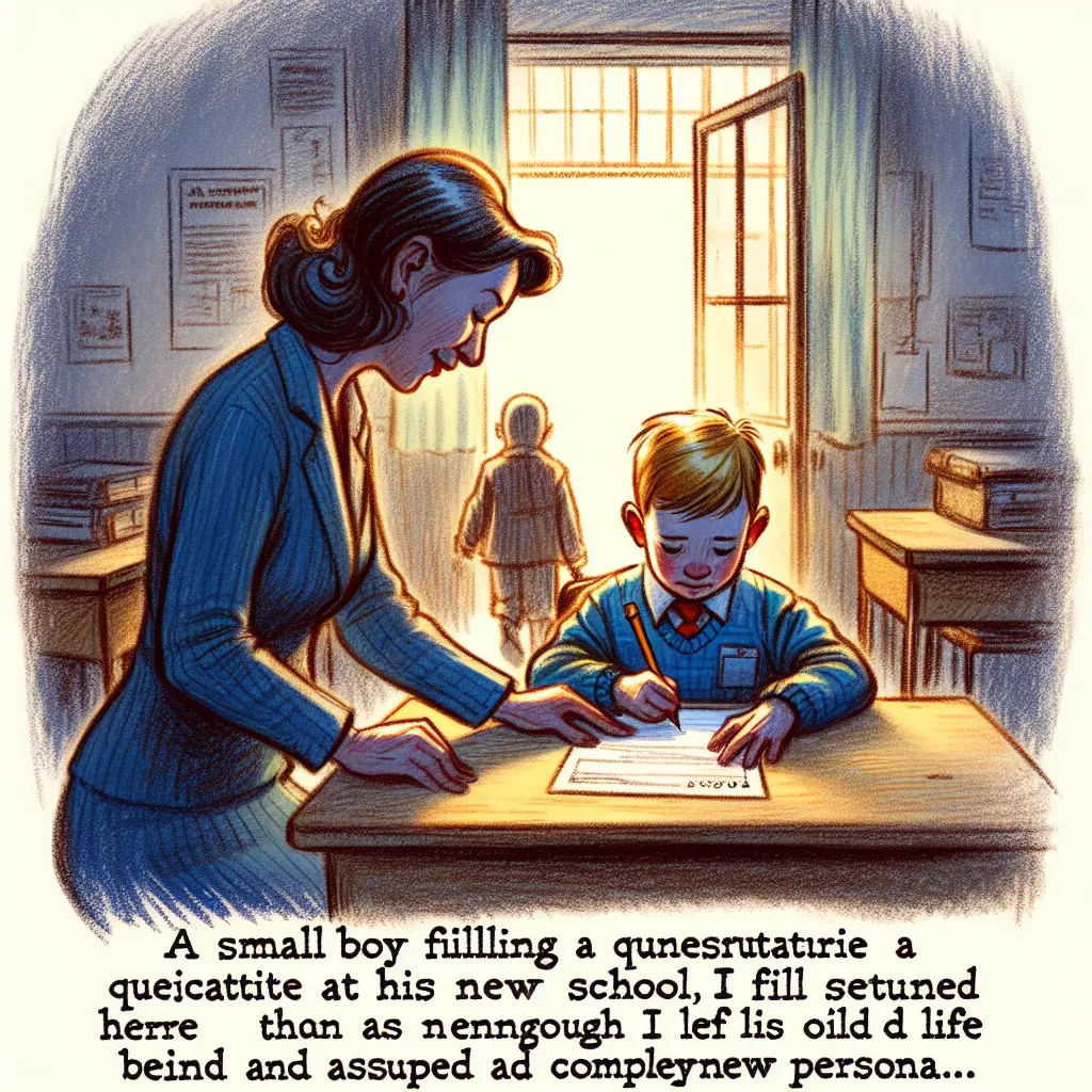 A small boy named Johnny Granger fills out a questionnaire at his new school, unaware of the magical transformation it will bring. As Johnny's teacher, Ms. Rebecca Wallace, returns, she finds herself fully immersed in her new identity, leaving behind her former life as Johnny and embracing her role as a teacher.