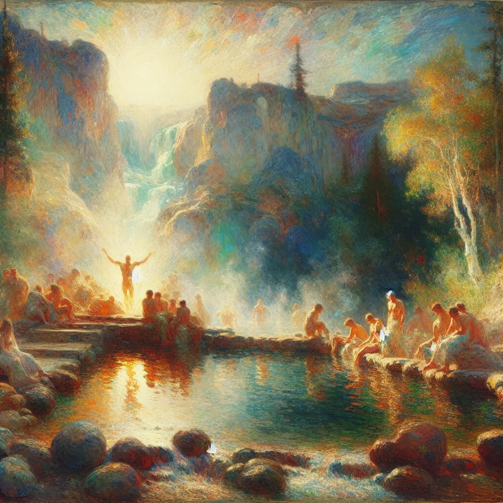 Transformation, Hot Springs, Identity, Acceptance, Gender in the style of Monet