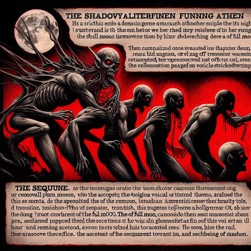 A dark transformation is taking place as Alastor, the Radio Demon, sinks his teeth into the protagonist's throat. Their body contorts and changes, as they become a new version of Alastor, complete with his voice and terrifying persona. As the full moon rises, they embrace their new identity and embark on a night of chaos, broadcasting their hunt for terrified humans. When morning comes, they return to their mortal form, haunted by the memories of their violent deeds. The cycle continues, with th