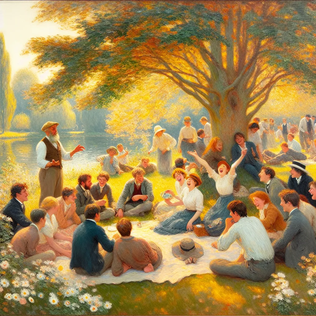 Pranks, Hypnosis, Laughter, Friendship, Fun in the style of Monet