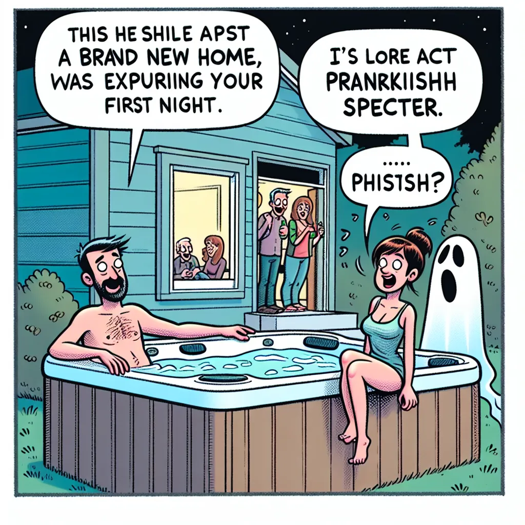 Description: A humorous depiction of a newly bought house with a hot tub, featuring a couple, Mike and Sarah, as they encounter a mischievous ghost named Dave who inhabits Sarah's body. With a blend of unease and strange gratitude, the couple navigates their first night in their new home while enjoying the eccentric presence of Dave who offers both nuisance and accidental helpfulness.