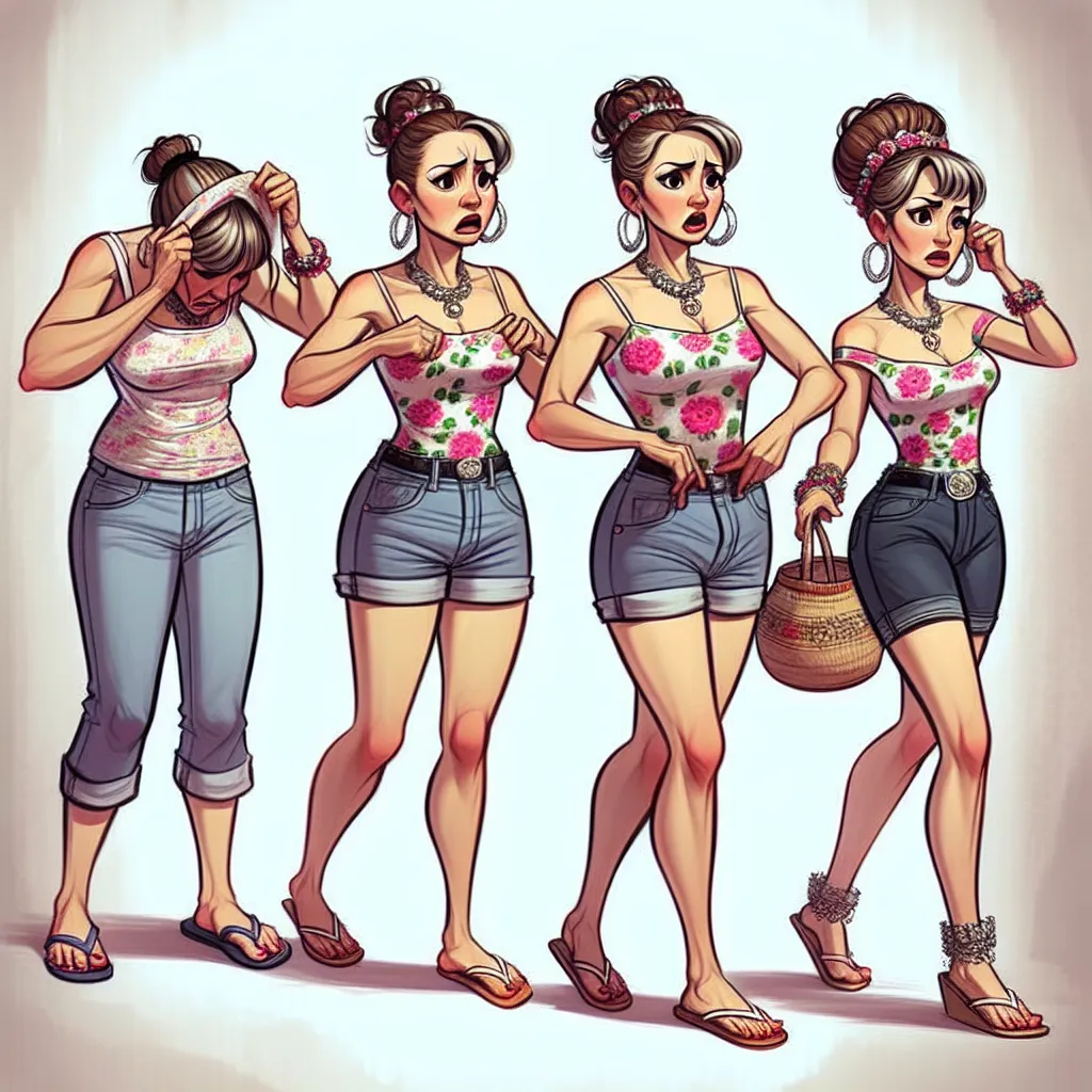 A woman named Rosa, wearing a floral tank top, denim shorts, and flip flops, experiences a sudden transformation, turning into a younger version of herself. She struggles to understand her new appearance and the memories that come with it, but embraces her identity as Rosa, complete with her hair styled in a bun and adorned with jewelry. Confused and with no memory of her former self, she visits her former mom's house and embarks on a quest to prepare an authentic Mexican feast while encounterin