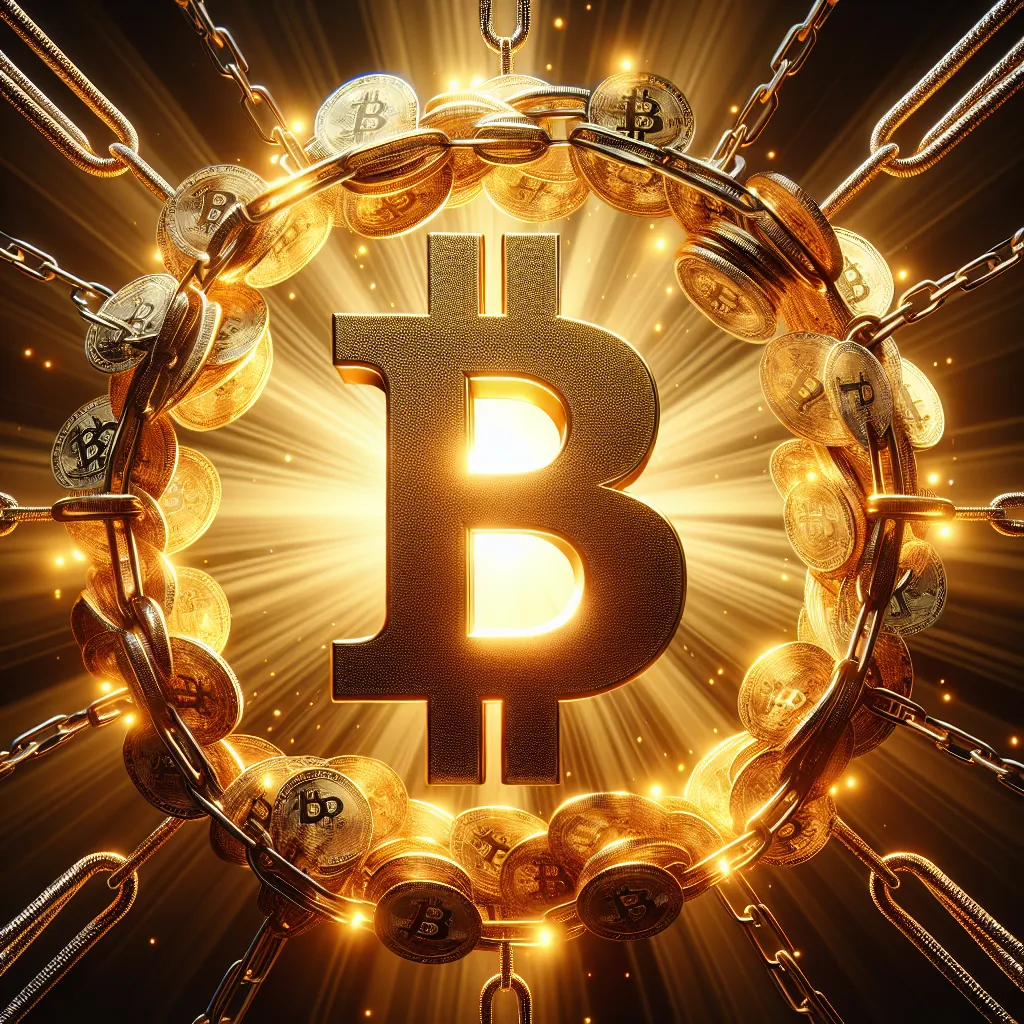 An image of a glowing Bitcoin symbol surrounded by chains, representing the revolutionary nature of Bitcoin and its potential to liberate individuals from traditional financial systems.