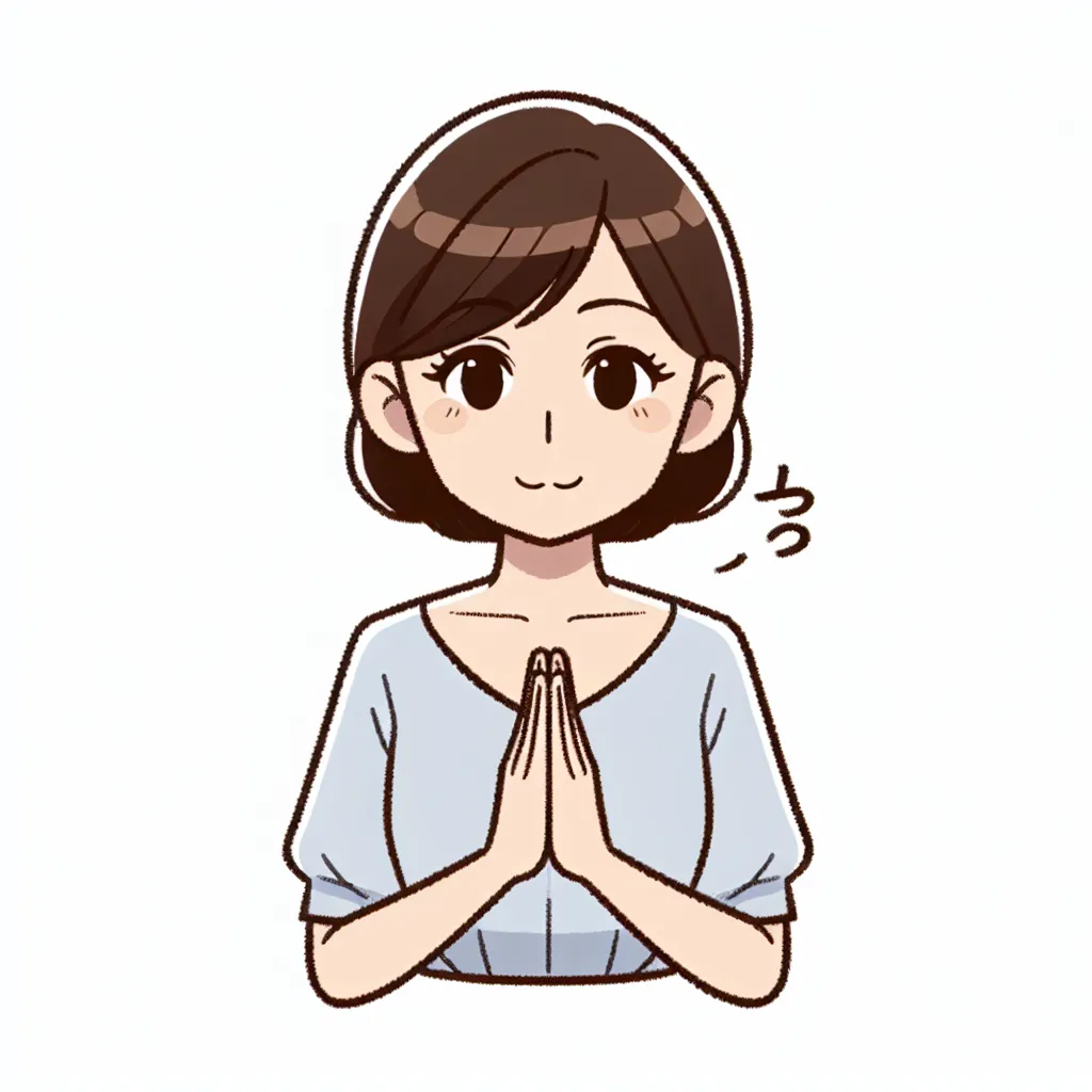 A simple illustration of a person with a neutral expression and a hand gesture conveying apology.