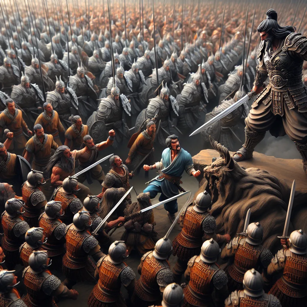 The image depicts a fantastical battle scene, with six hundred men standing strong against a powerful enemy. The protagonist, Dylan, confronts Lucifer, the antagonist, in a climactic moment of redemption.