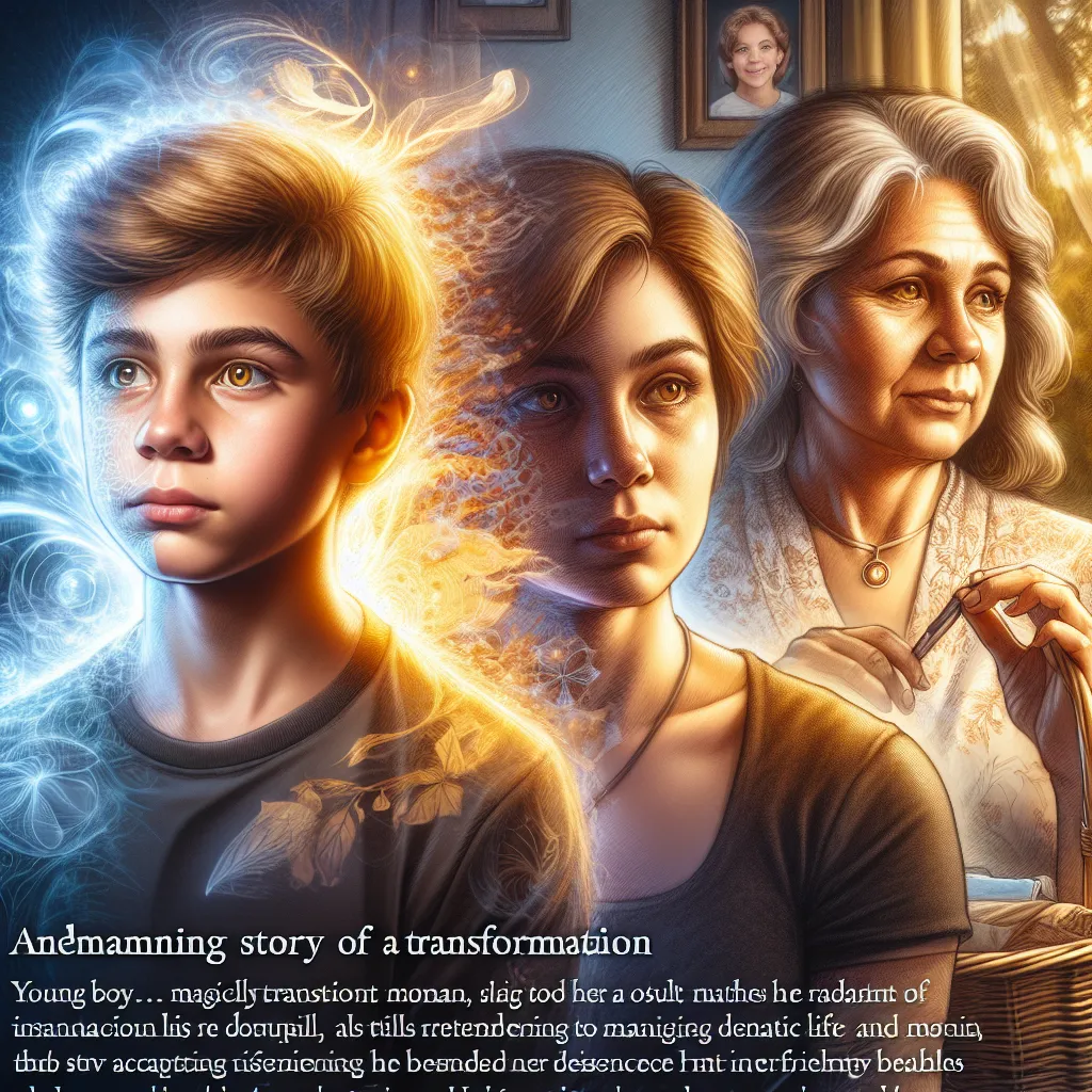 A boy named Daniel transforms into his friend's mother, Christine, in a magical mishap. As Christine, she balances family life while retaining glimpses of her former self. The story unfolds, showcasing Daniel's disappearance, Christine's acceptance, and the enduring love within her transformed world.
