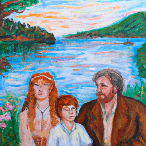 Once upon a time, Jack Thompson, Mary Thompson, Anna Thompson, memories, family in the style of Monet
