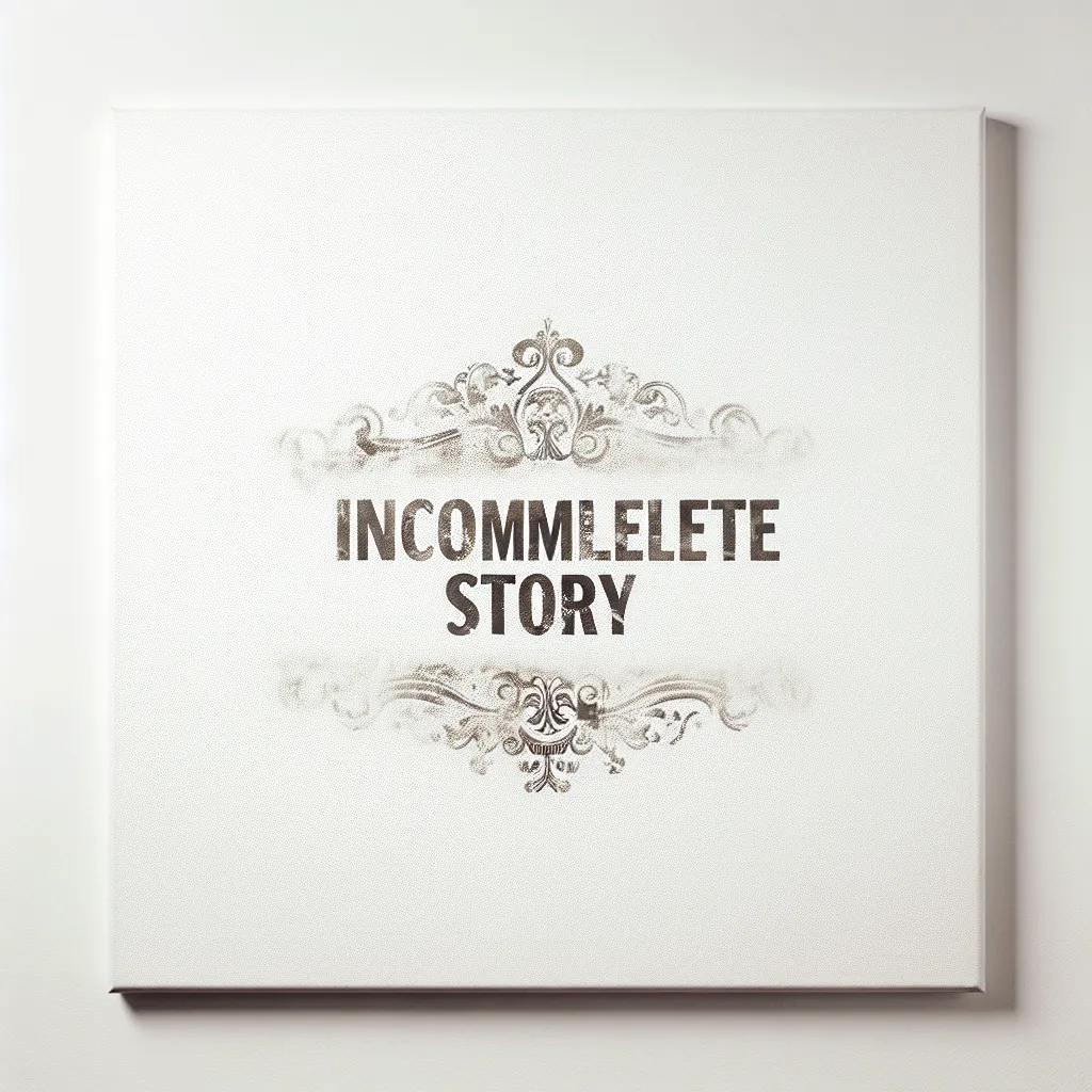 Description: An empty, white canvas symbolizing the unfinished nature of the story, with faded text that reads "Incomplete Story" in the center.