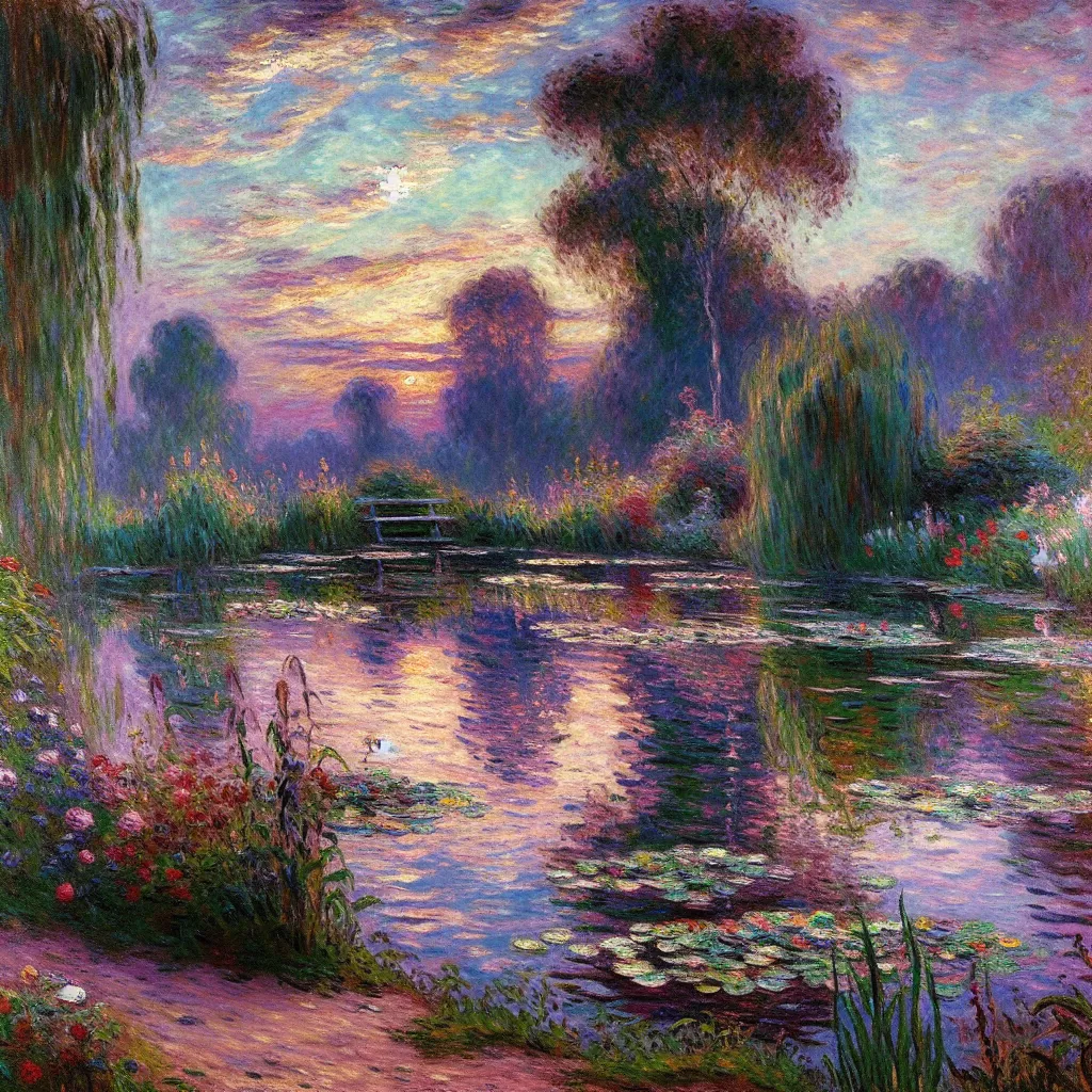 Unable, Decline, Refuse, Reject, Regret in the style of Monet