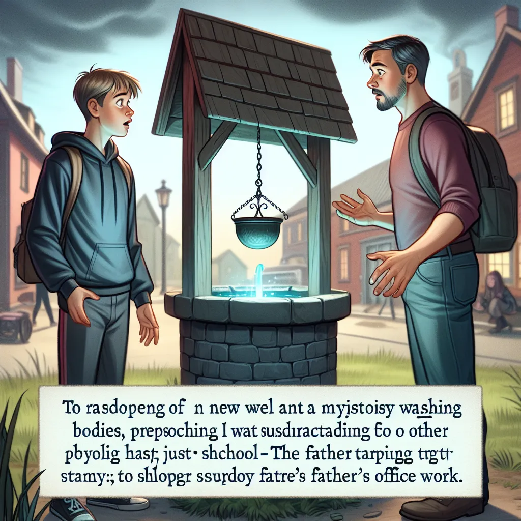 A teenage boy and his father swap bodies after making a wish at a mysterious wishing well in a small town. As they navigate their new lives, they gain a deep understanding and appreciation for each other's struggles and responsibilities. In the end, they learn valuable lessons about empathy and the importance of communication.