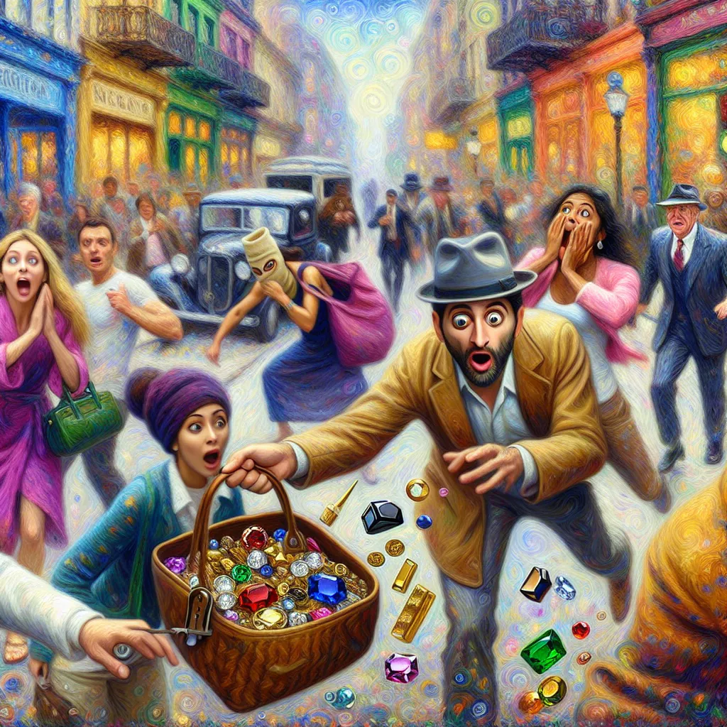 Body-swap, Heist, Comedy, Adventure, Reversal in the style of Monet