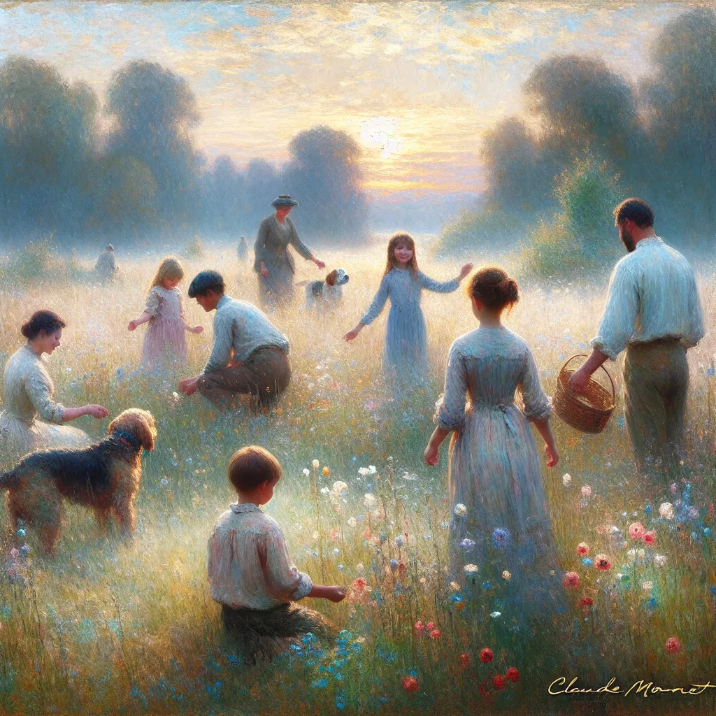 Family, Transformation, Childhood, Identity, Responsibility in the style of Monet