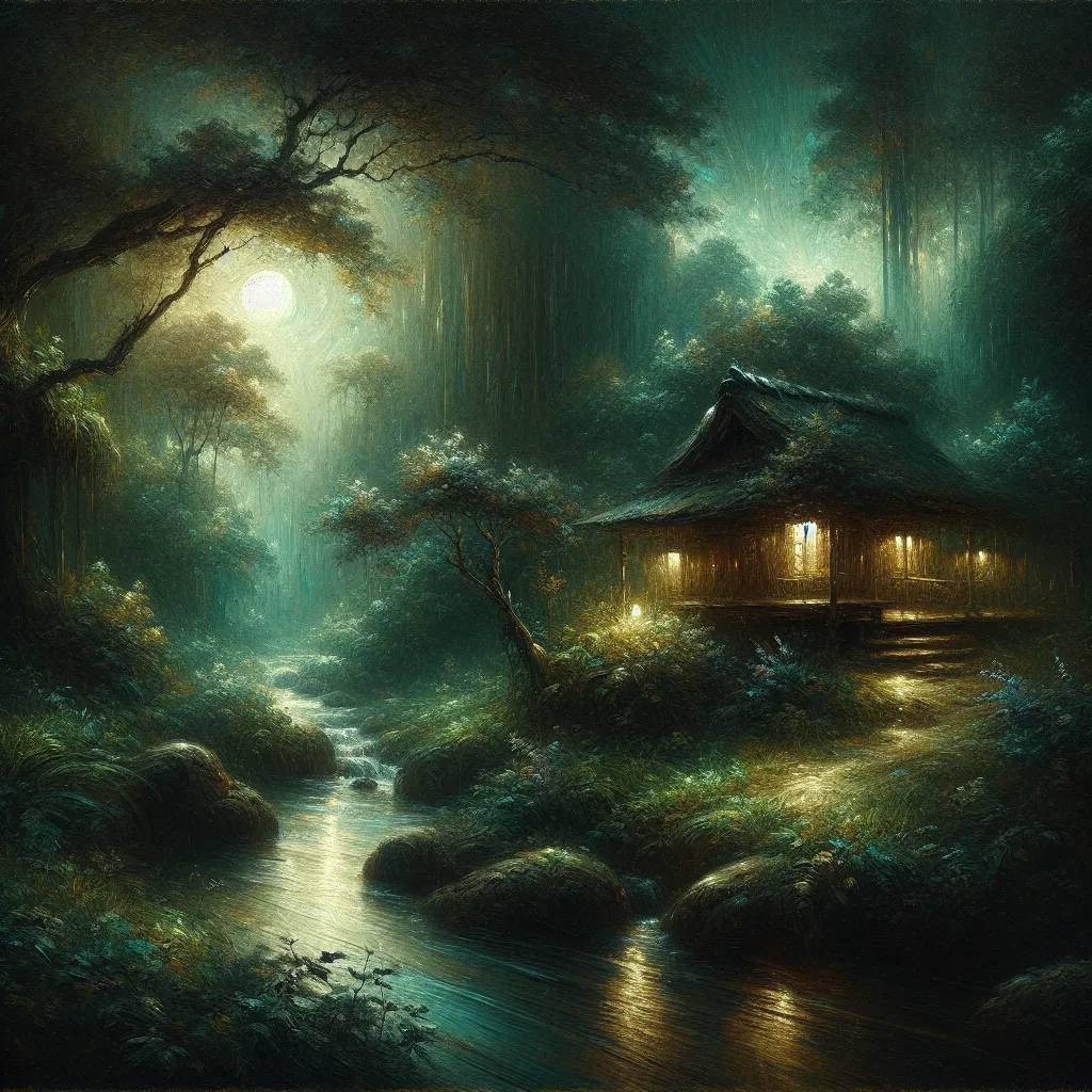 Darkness, Sanctuary, Healing, Hiding, Secrets in the style of Monet