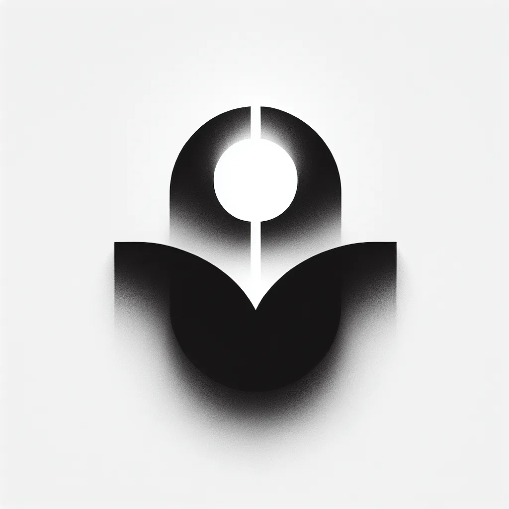 A simple and elegant black and white image featuring an abstract design that conveys a sense of mystery and closure.