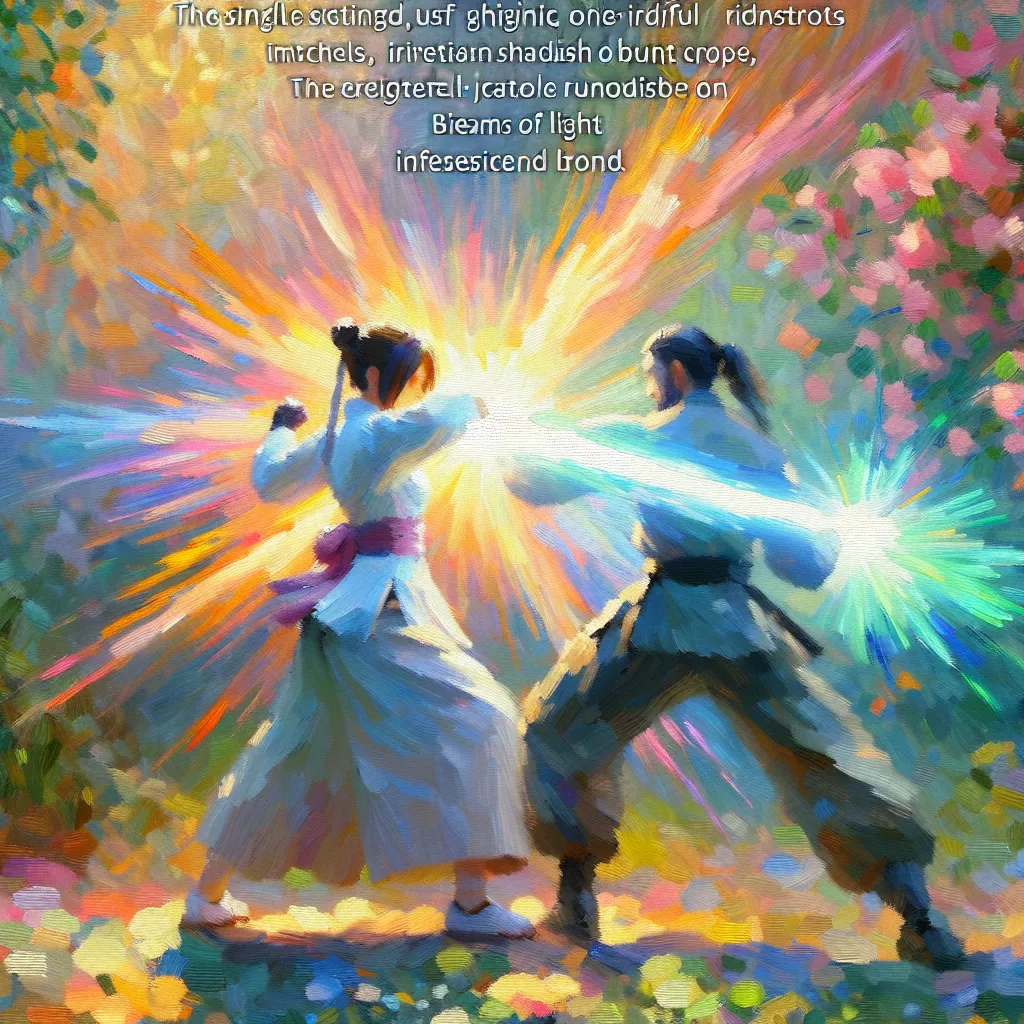 Video games, Street Fighter II, Chun-Li, Transformation, Friendship in the style of Monet