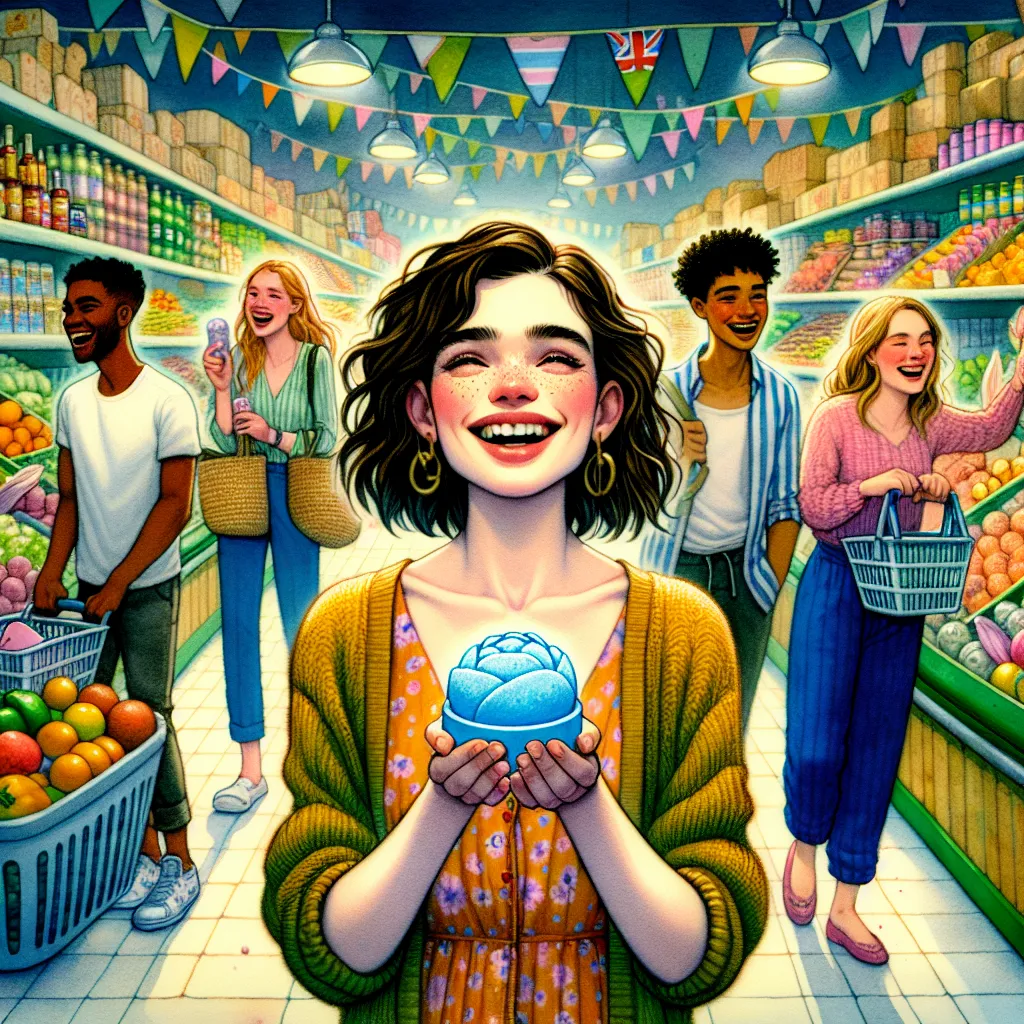 An intricate tale unfolds within a vibrant grocery store as a young boy named Evan mysteriously transforms into a grown woman named Sophie, blending into a group of five British friends on an American shopping trip. Alone in a new body, Evan grapples with adult life while carrying fragments of his former self, finding solace in a small blue bath bomb. The story weaves themes of loss, growth, and resilience as Evan navigates an unfamiliar existence, marked by longing for his past and the enduring