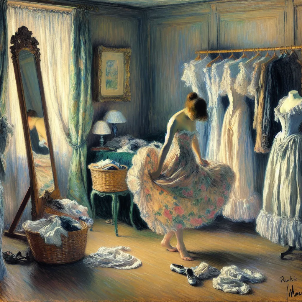 Transformation, Secret, Dress, Feminine, Identity in the style of Monet