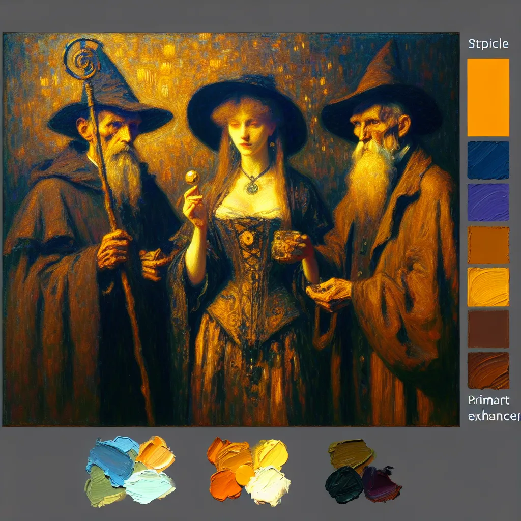 Trevor Maloney, Warlock, Neuroi, Witch, Soul Exchanger in the style of Monet