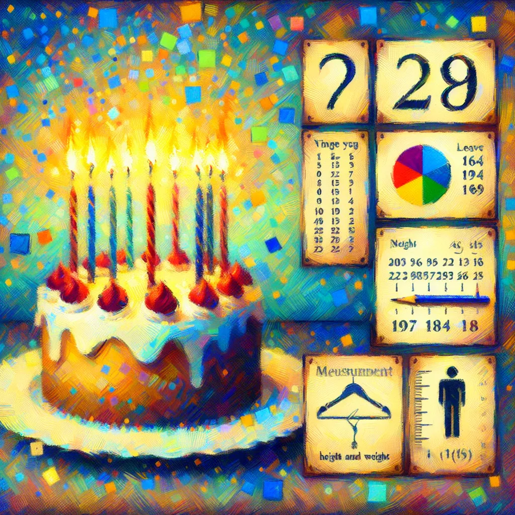 Birthday, Year, Height, Weight, Hair in the style of Monet