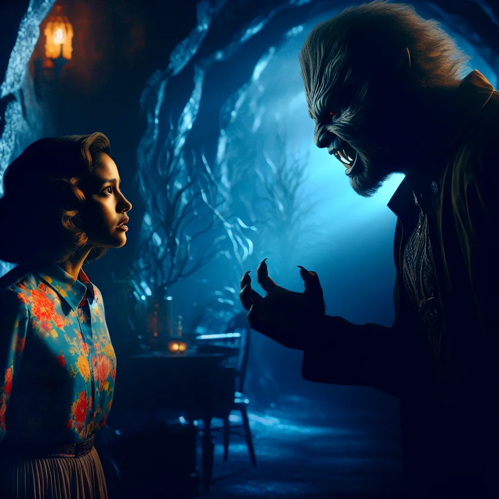 A young nightclub owner named Ana encounters a desperate, hungry vampire at her club, leading to a tense and unexpected encounter in her office. The image will capture Ana's confrontation with the vampire in the dimly lit hallway, highlighting the palpable tension between them as they navigate their dangerous dance of trust and survival.