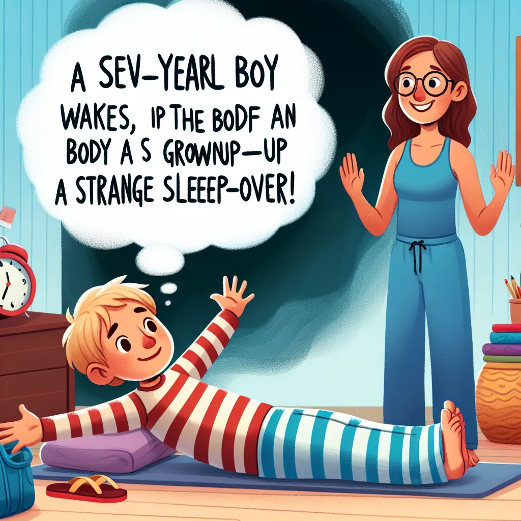 A seven-year-old boy named Ethan wakes up in the body of a grown woman named Rebecca after a strange sleepover. He discovers his new identity as a yoga instructor named Rebecca and forms a connection with Samantha, a supportive and friendly woman. Ethan, now Rebecca, starts to embrace this new life and finds a sense of belonging in unexpected places.