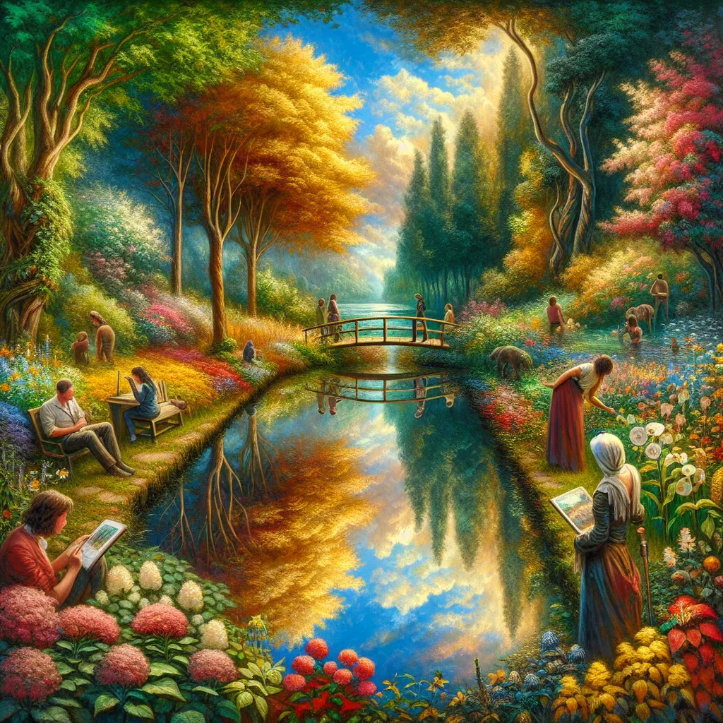 1. Transformation
2. Reflection
3. Identity
4. Adventure
5. Exploration in the style of Monet