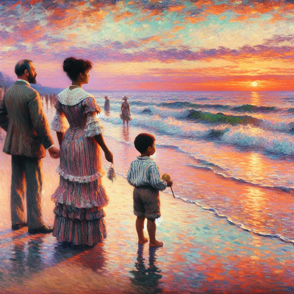 Transformation, Beach, Family, Swap, Loss in the style of Monet