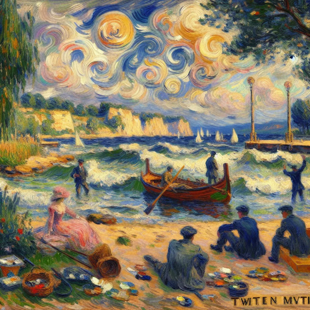 Twist, Fate, Switch, Identity, Romance in the style of Monet