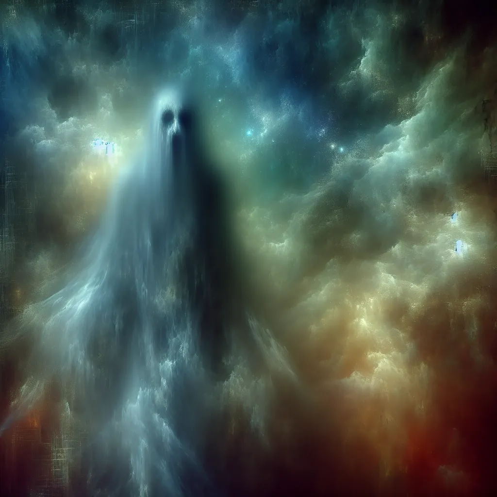 Abstract image featuring a ghostly figure surrounded by an eerie mist, conveying a sense of haunting and remorse for a horror narrative titled "The Haunting Apology."