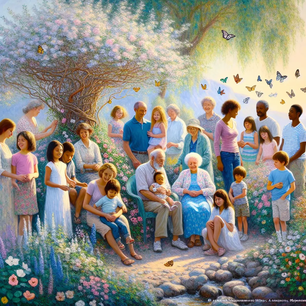 Family, Transformation, Imitation, Confidence, Growth in the style of Monet