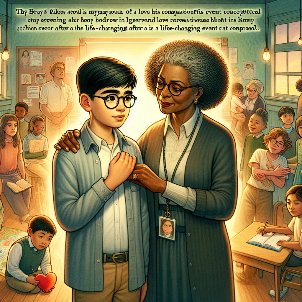 A story of a boy named Andrew, who on his first day of school undergoes a mysterious permanent swap with his teacher, Mrs. Lewis, leading him to adapt to her life and help children with kindness and empathy through the years, culminating in a legacy of compassion and resilience.